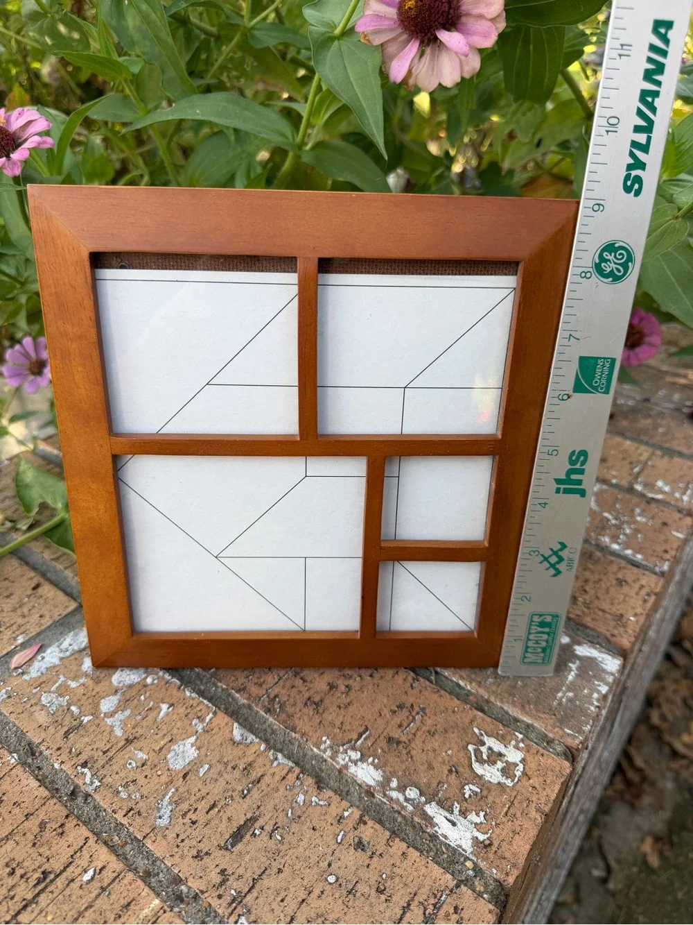 Wooden Multi-Opening Photo Frame in Warm Brown Hangs or stands Holds 5 Photos